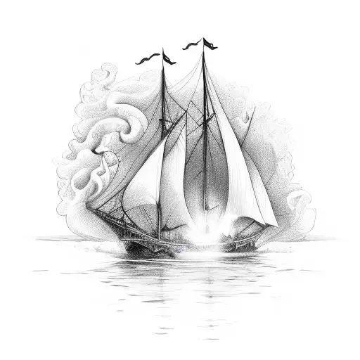 Sailing Boat On Fire