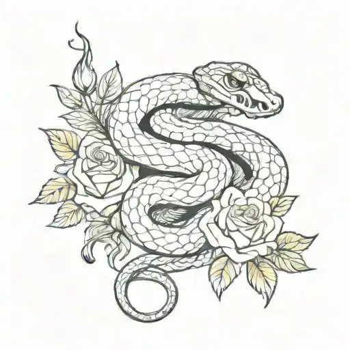 Snake With Red Roses Hand