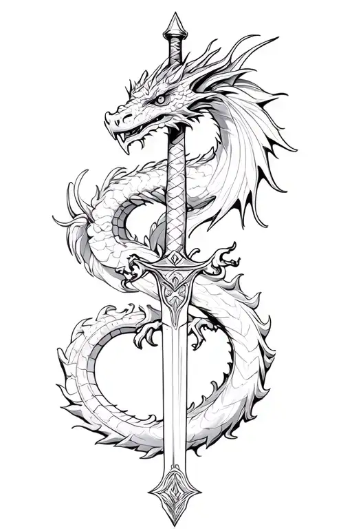 European Dragon On A Sword