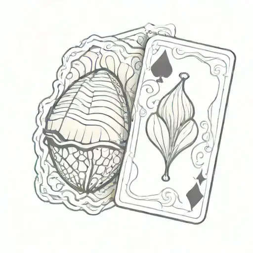 African Cowrie Shells And A Deck Of Cards Combined In A Unique Pattern