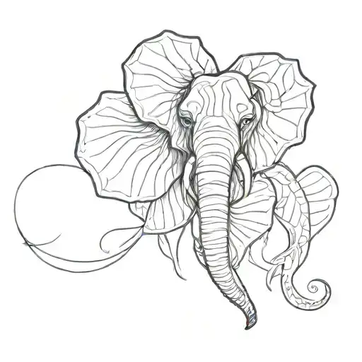 Elephant Ears With An Abstract Heart In The Center