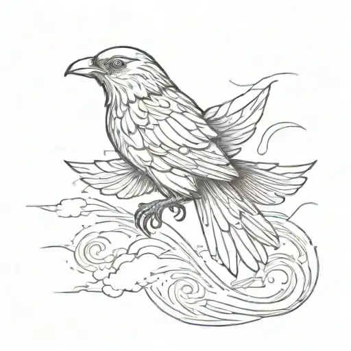A Surrealistic Illustration Of A Bird Soaring High In The Sky