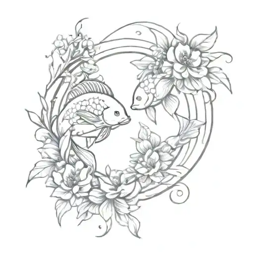 Pisces With Flowers