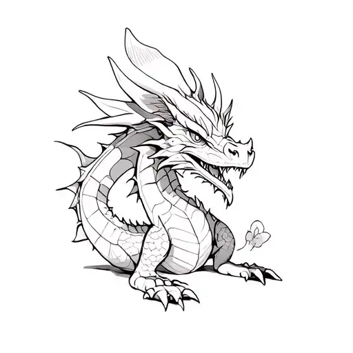 Dragon With A Mushroom Hat On Its Head Tattoo