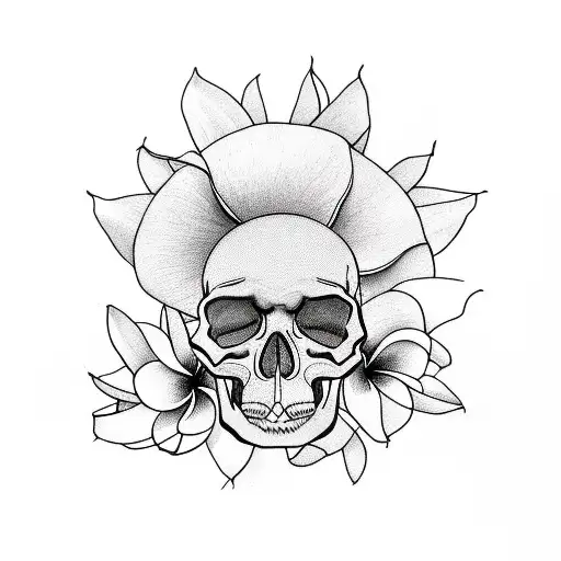 Grandfather Watch With Plumeria Flowers And Skull