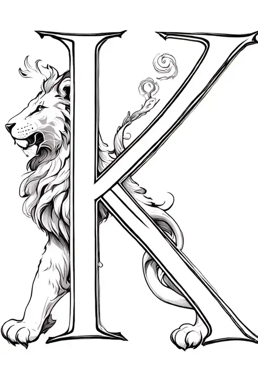 Letter K Initial And Astrological Sign Lion