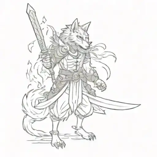 Anime Character Inspired By A Wolf Deity Wielding A Sword