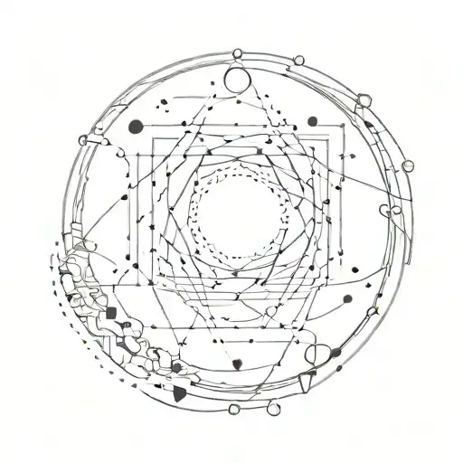 Small Abstract Tattoo With Circle Straight Lines And Dots