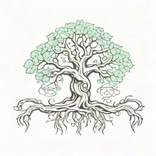 A Stylized Ygdrasil Tree Intertwined With Brazilian Jiu Jitsu Belts