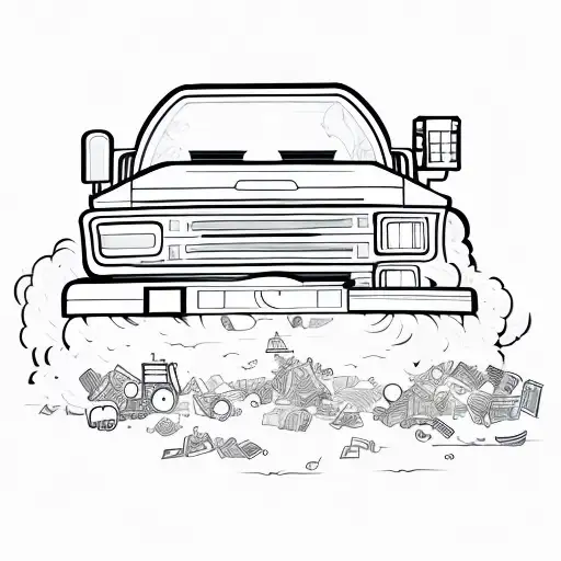 Use One Continuous Line To Create Garbage Truck