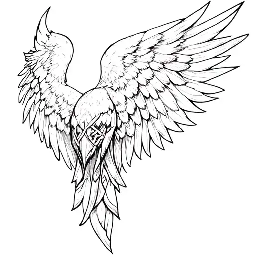 Large Raven Wing With Celtic Knots