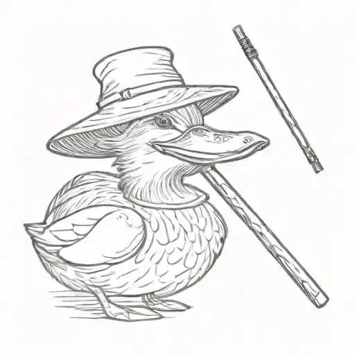 Duck With Vietnamese Hat On And Chopsticks