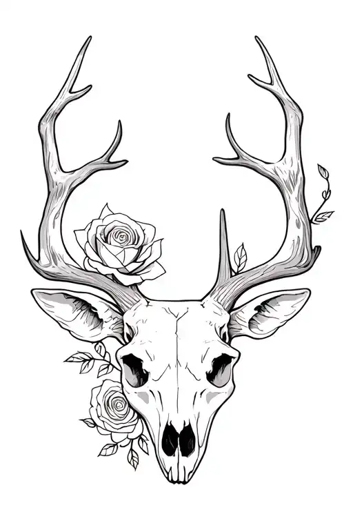 Deer Skull And Rose