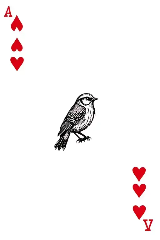 Cuckoo Bird In The Middle Of A Hearts Card