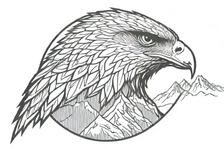 Falcon Head In Center Of Mountain Ridge Mountains In North