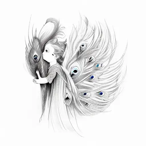 Angel With Peacock Feather