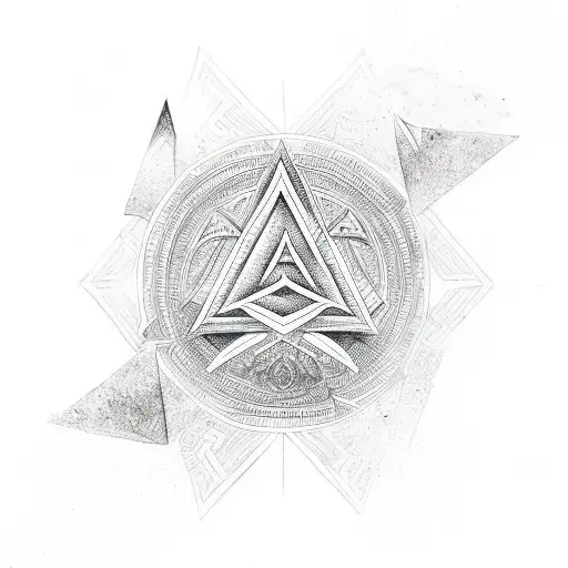 Valknut Symbol And Patterns Above It