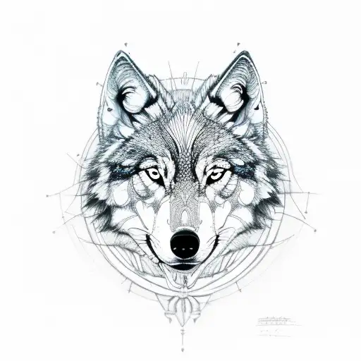 Simetric Wolf And Rose