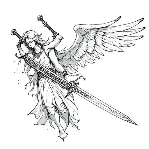 Fallen Angel Holding A Sword Hatred
