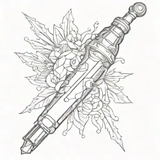 Black And White Outline Of A Crystal In The Form Of A Syringe