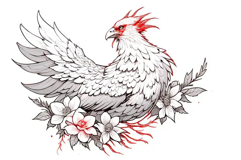 Phoenix And Flowers I Want A Red Thread Of Destiny That Surrounds The Phoenix