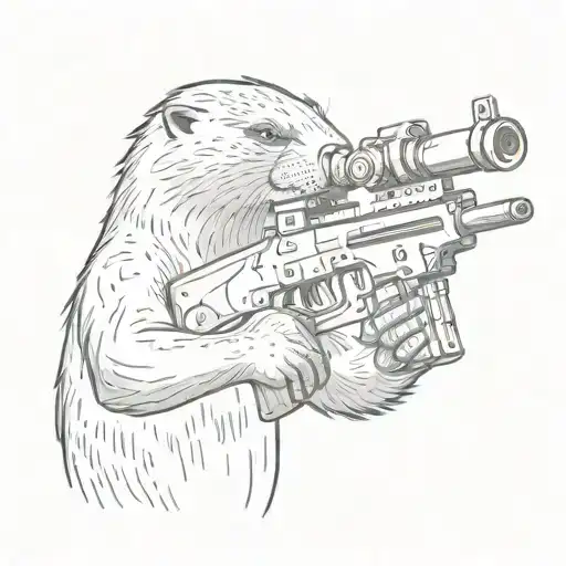 An Otter Wielding A Fully Automatic Machine Gun