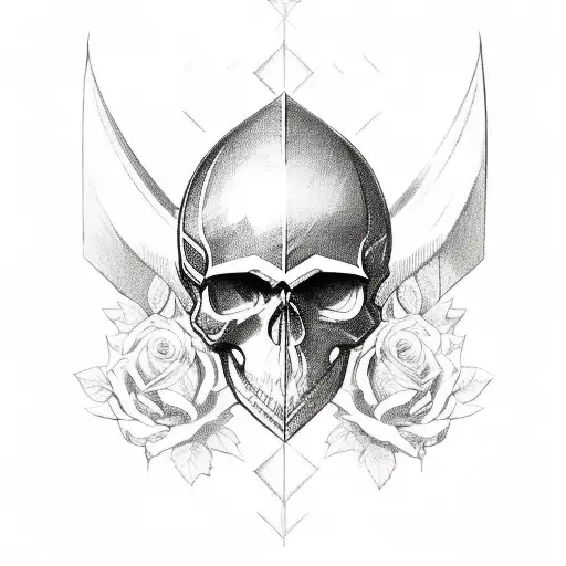 Skull And Roses And Medieval Armor
