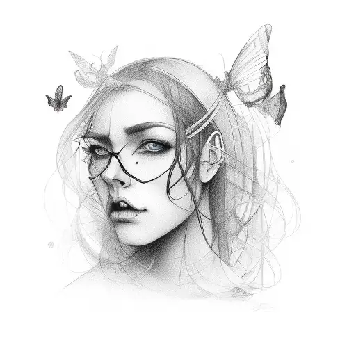 Woman Face With Dark Triad Related Background Designs