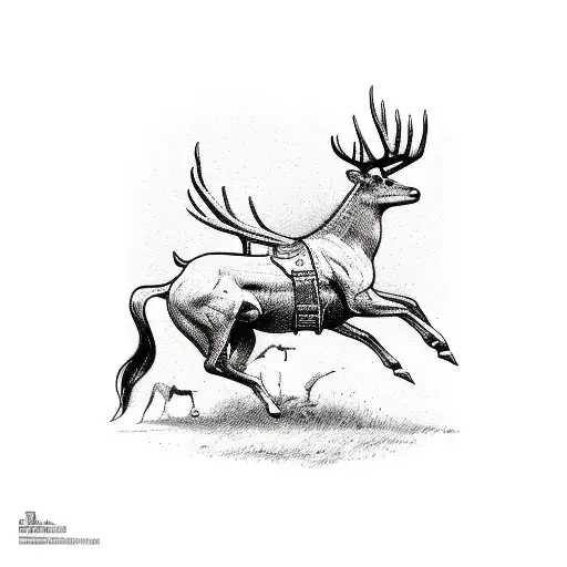 Cowboy Riding Bucking Deer