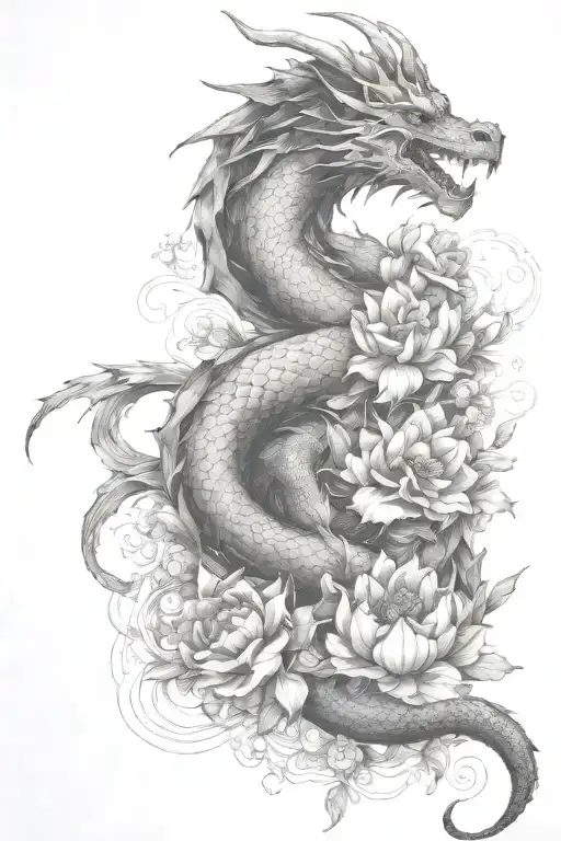 Dragon With More Flowers