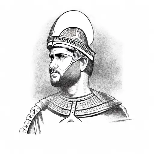 Roman Centurion On Horseback In Front Of Ancient Egypt