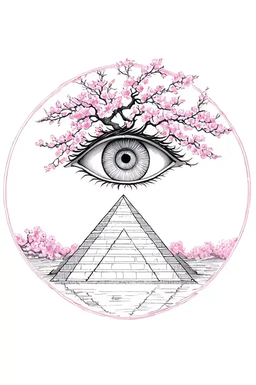 All Seeing Eye Pyramid Cherry Blossom Tree No Love