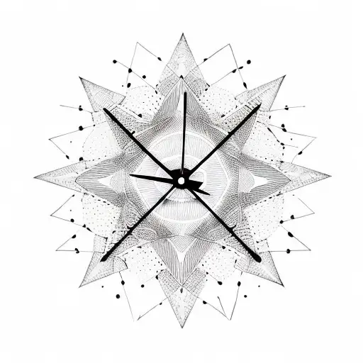 Mid-century Modern Inspired Clock With Dotwork Atomic Starburst Design