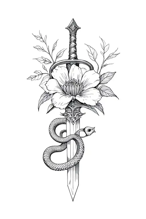 Dagger With Snake And Flower
