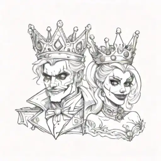 King And Queen Crowns Gangster Harley Quinn And Joker Style