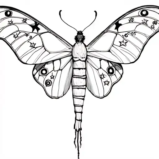 Luna Moth With Stars