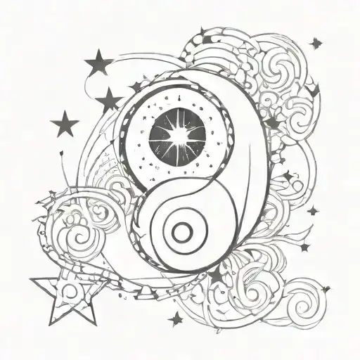 Creative Yin Yang And Stars