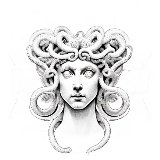 Medusa Greek Mythology With Geometry Complement