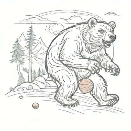 A Bear Playing Basketball In The Alaskan Wilderness