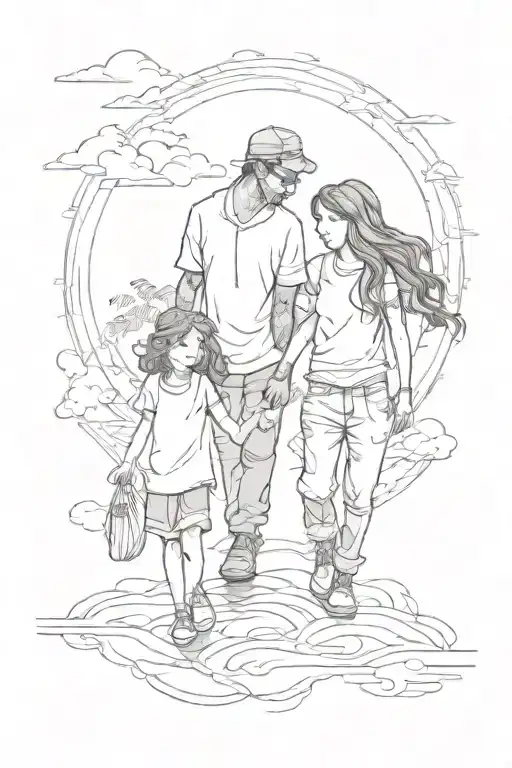 Father Travel With Daughter Holding Hands In A Da Vida