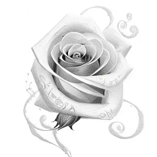 Rosalia Name Calligraphy With A Rose At The End