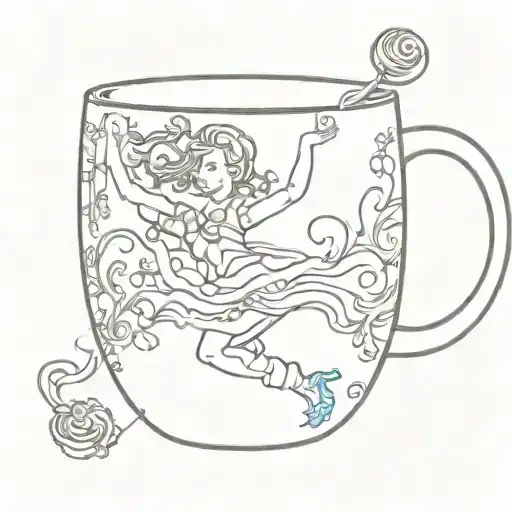 A Coffee Mug With A Cute Dancing Figure Inside