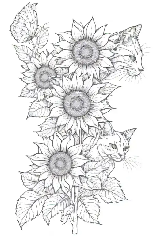 Sunflower And Cats