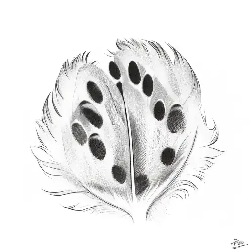 Feathers And Dog Paw Print