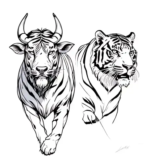 A Bull And A Tiger