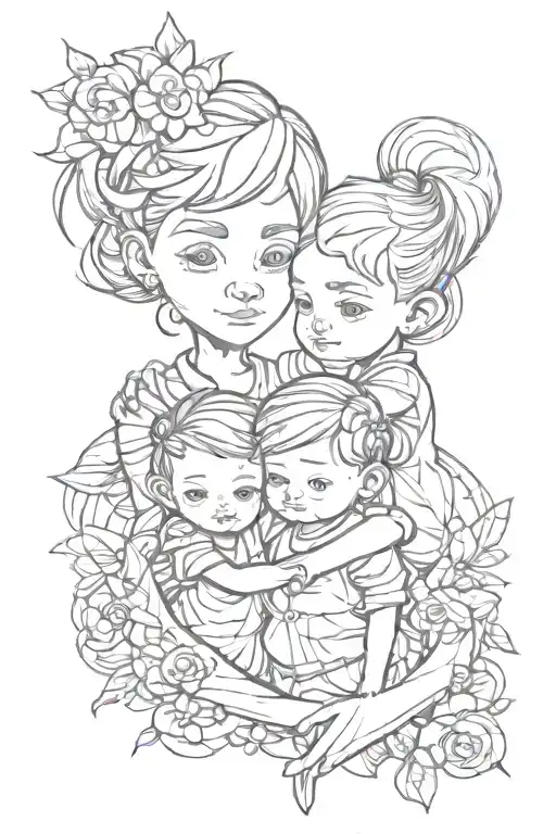 A Sketch Tattoo Representing The Bond Between Your Kids And Siblings