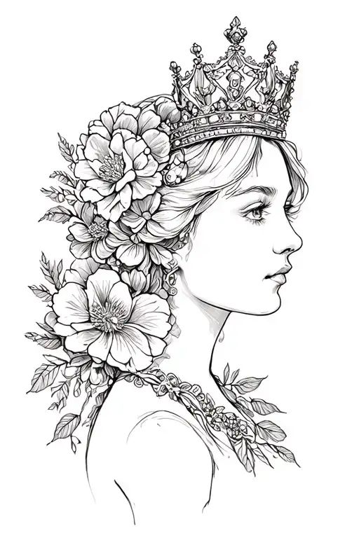 Queen Crown And Flowers