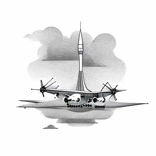 Airplane In Front Of Air Traffic Tower