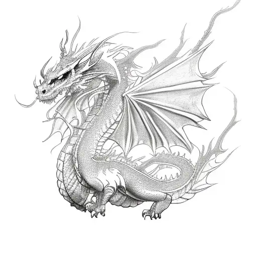 Dragon That Has Wings Wrapped In Alyssum Flowers