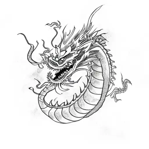 Chinese Dragon With Roses